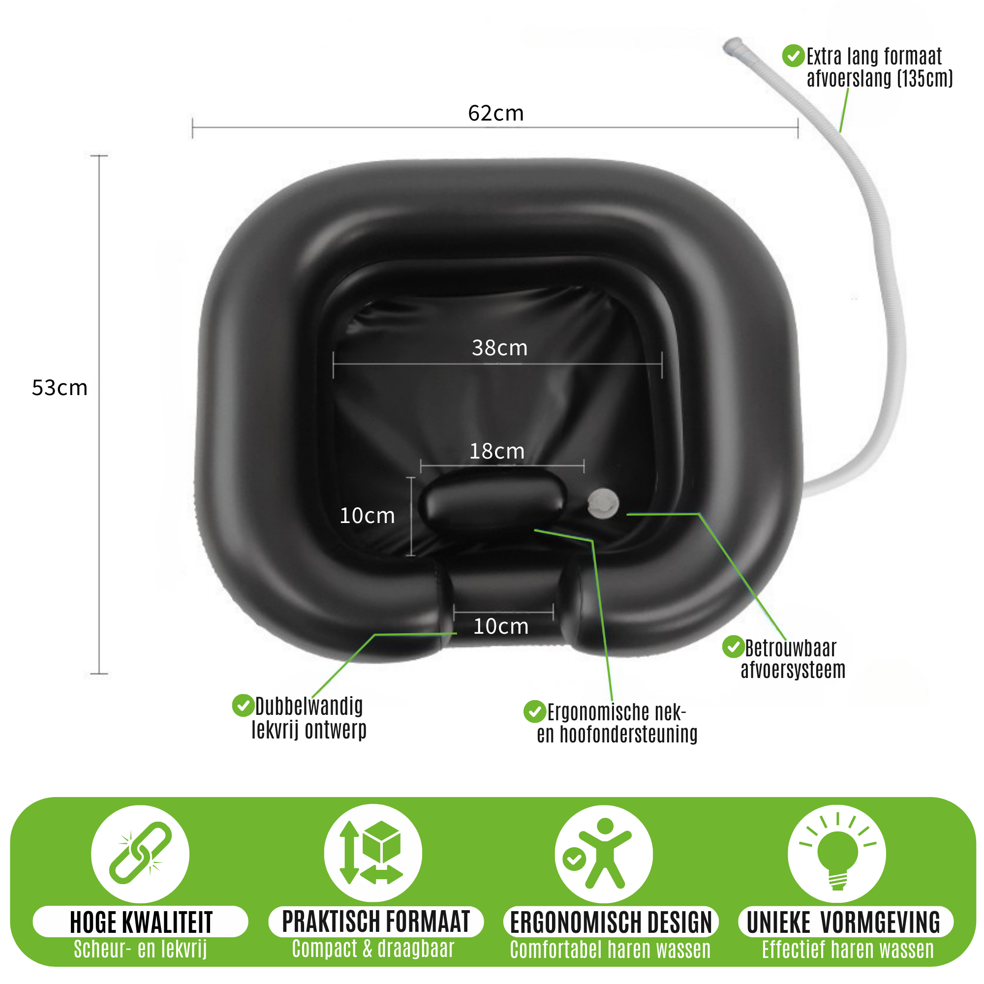 Cosmeticall opblaasbare wasbak - Dubbelwandig lekvrij ontwerp