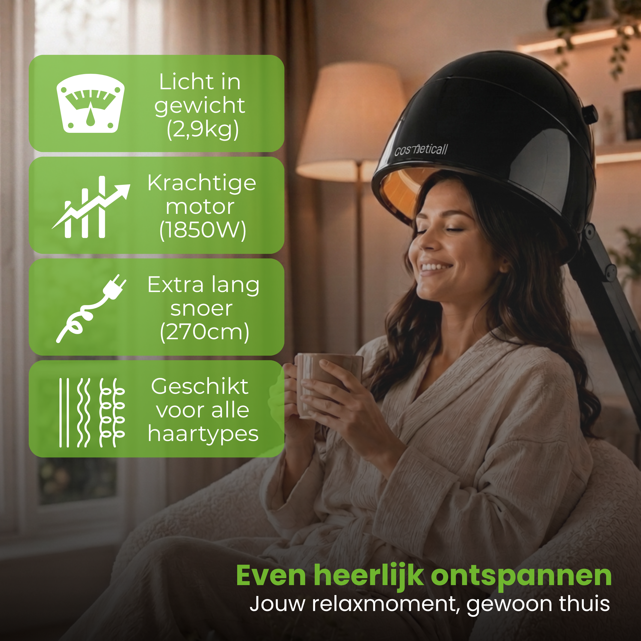 Cosmeticall tafelmodel droogkap - Met ION technologie en instelbare standen