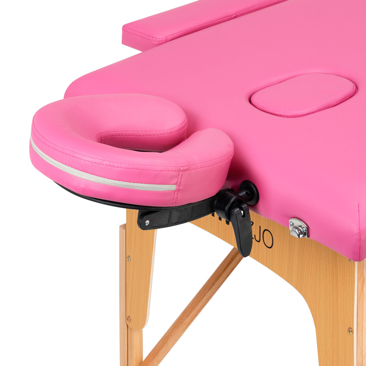 Roze houten inklapbare massagetafel met hoofdsteun en 2-segment ontwerp