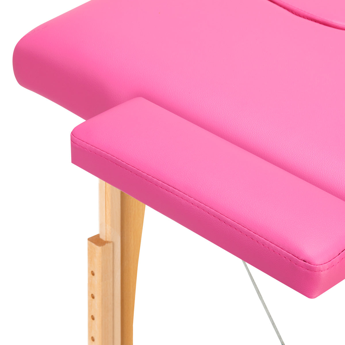 Roze houten opvouwbare massagetafel, 2-segment, ideaal voor massages en fysiotherapie