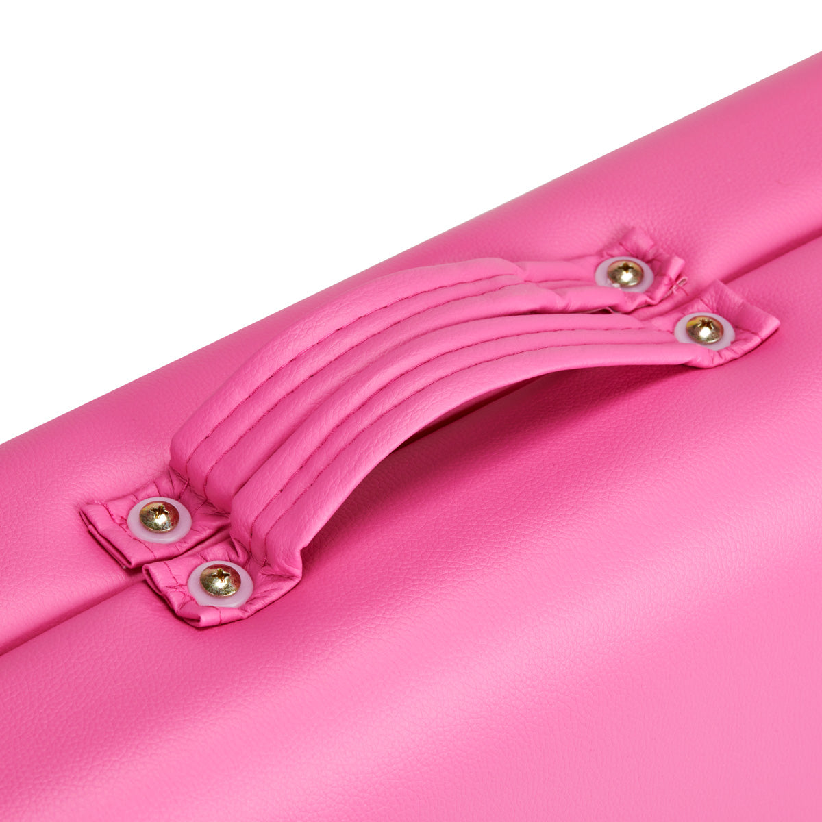 Roze massagetafel met 2-segmenten, kunstleder bekleding en knopjes.