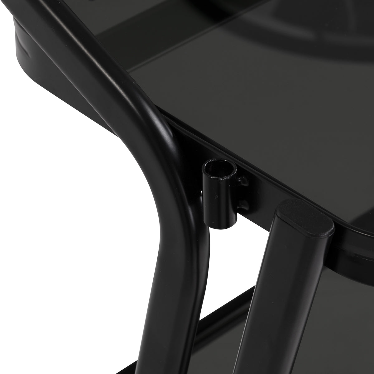 PI verrijdbare werktafel met zwart metalen frame en verplaatsbare onderdelen