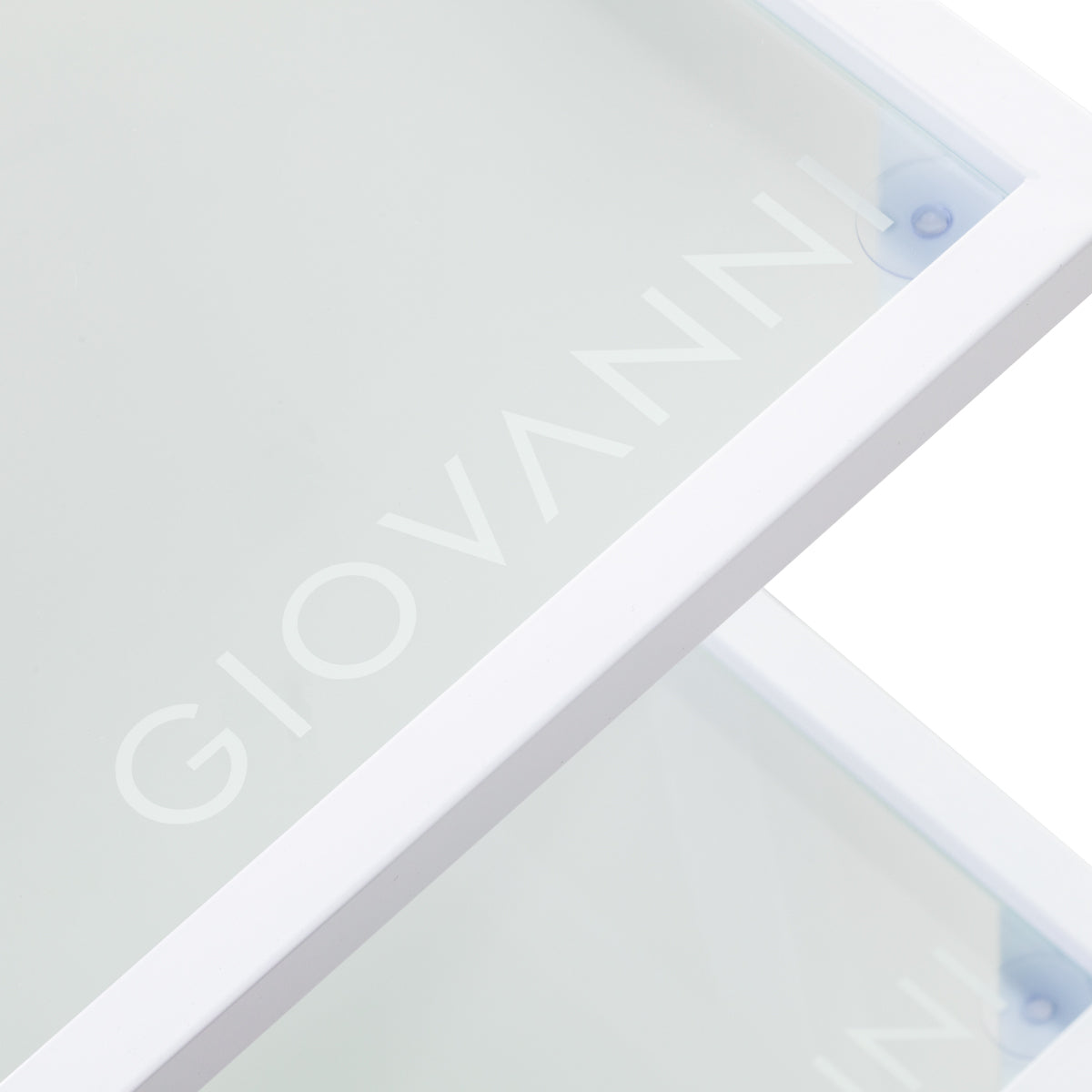 Giovanni verrijdbare werktafel met glazen blad en wit frame voor professioneel gebruik