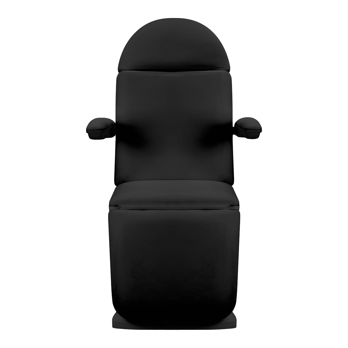 Sillon Eclipse electric treatment chair with adjustable height, backrest, and foot section via remote, black.