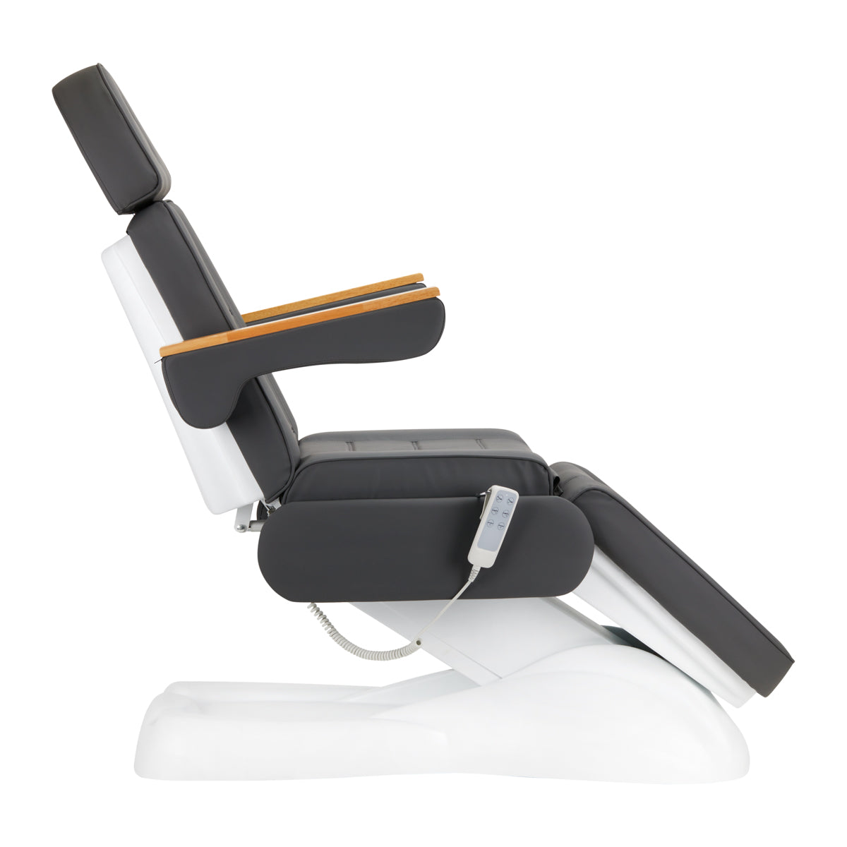 Sillon Lux 273B electric treatment chair with three silent motors, remote, adjustable height, backrest and footrest.