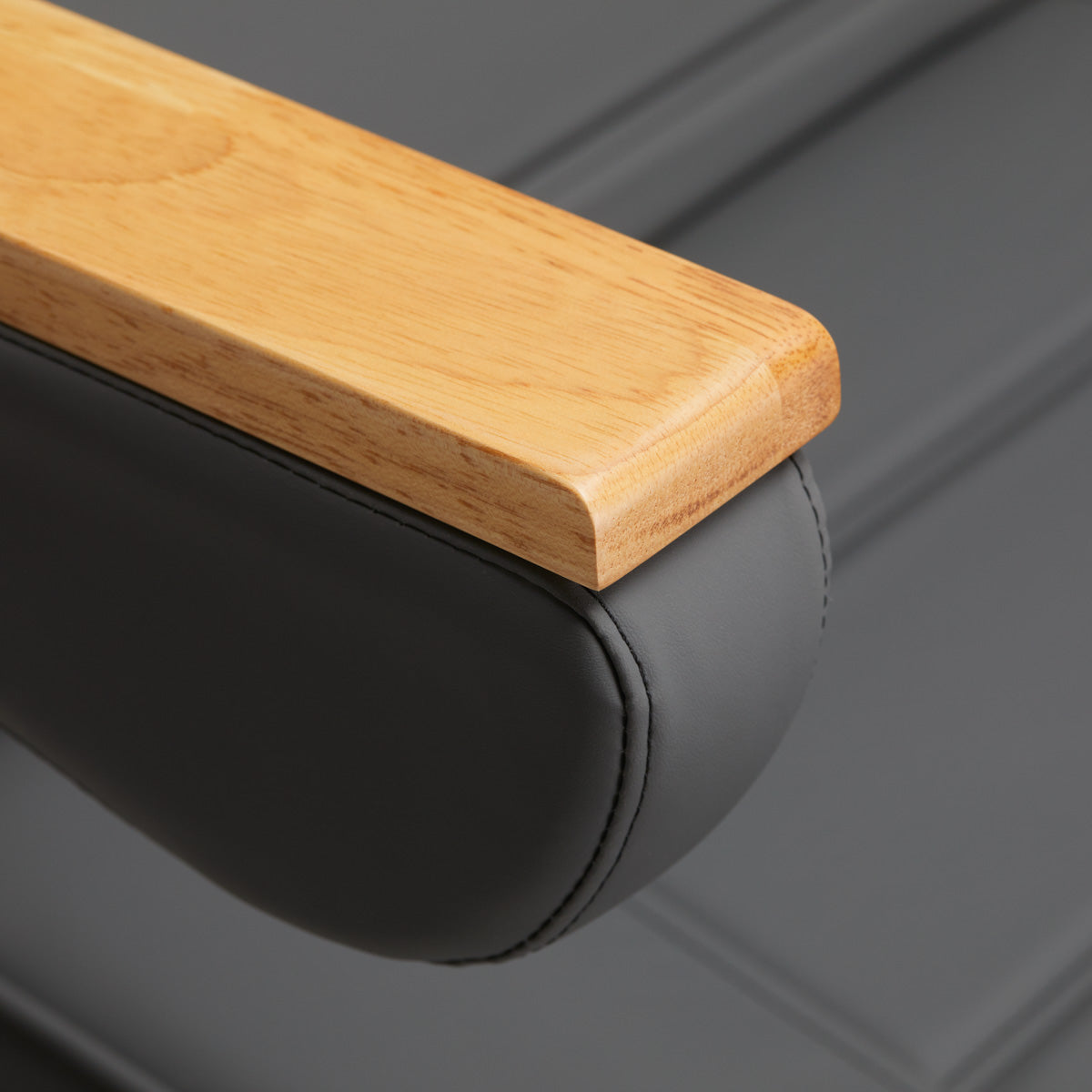 Sillon Lux 273B electric treatment chair with wooden armrest and dark grey upholstery