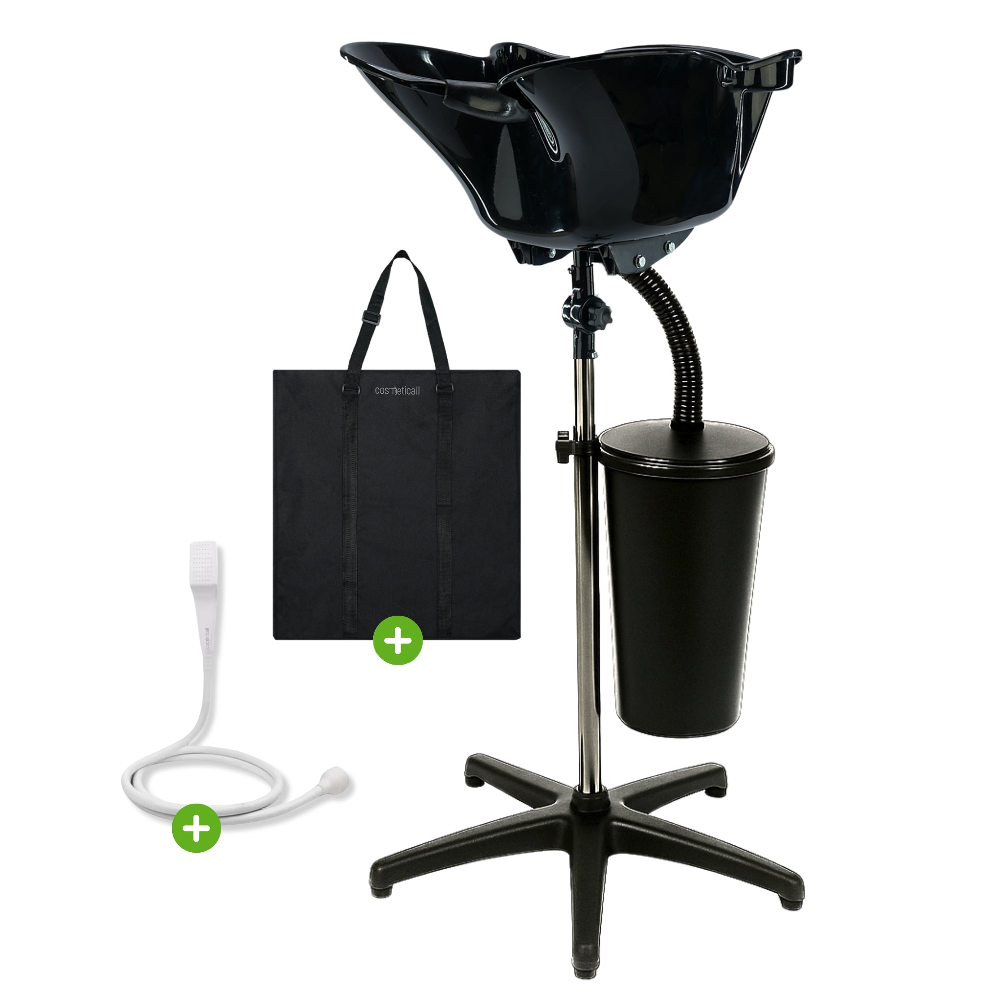 Cosmeticall mobiele wastafel met reistas, watertank, handdouche en neksteun - Voor langere haren