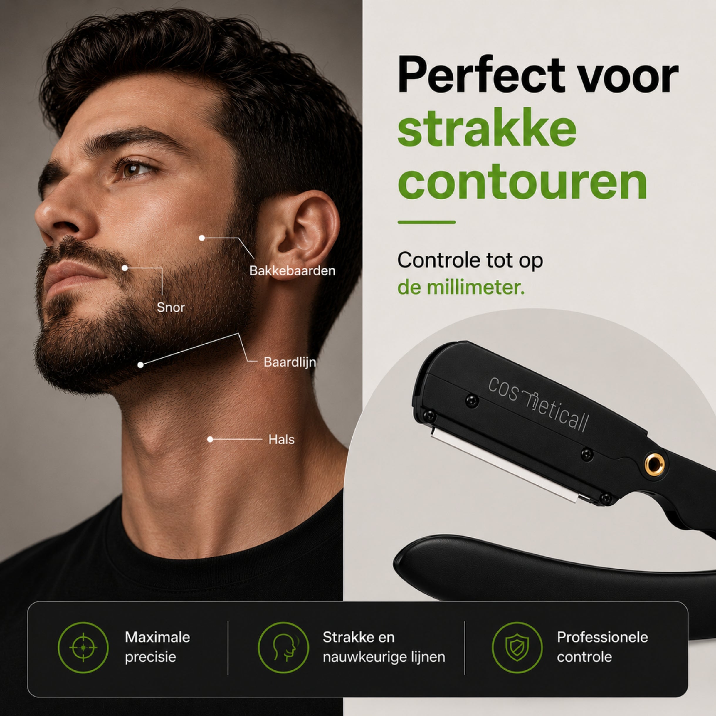 Cosmeticall barbiersmes - Met ergonomisch handvat en 100 premium mesjes