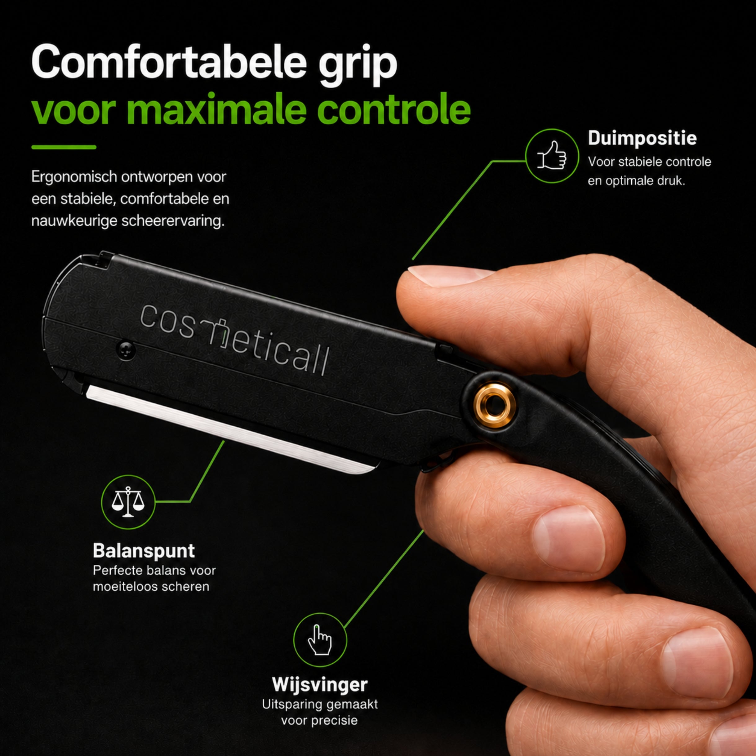 Cosmeticall barbiersmes - Met ergonomisch handvat en 100 premium mesjes