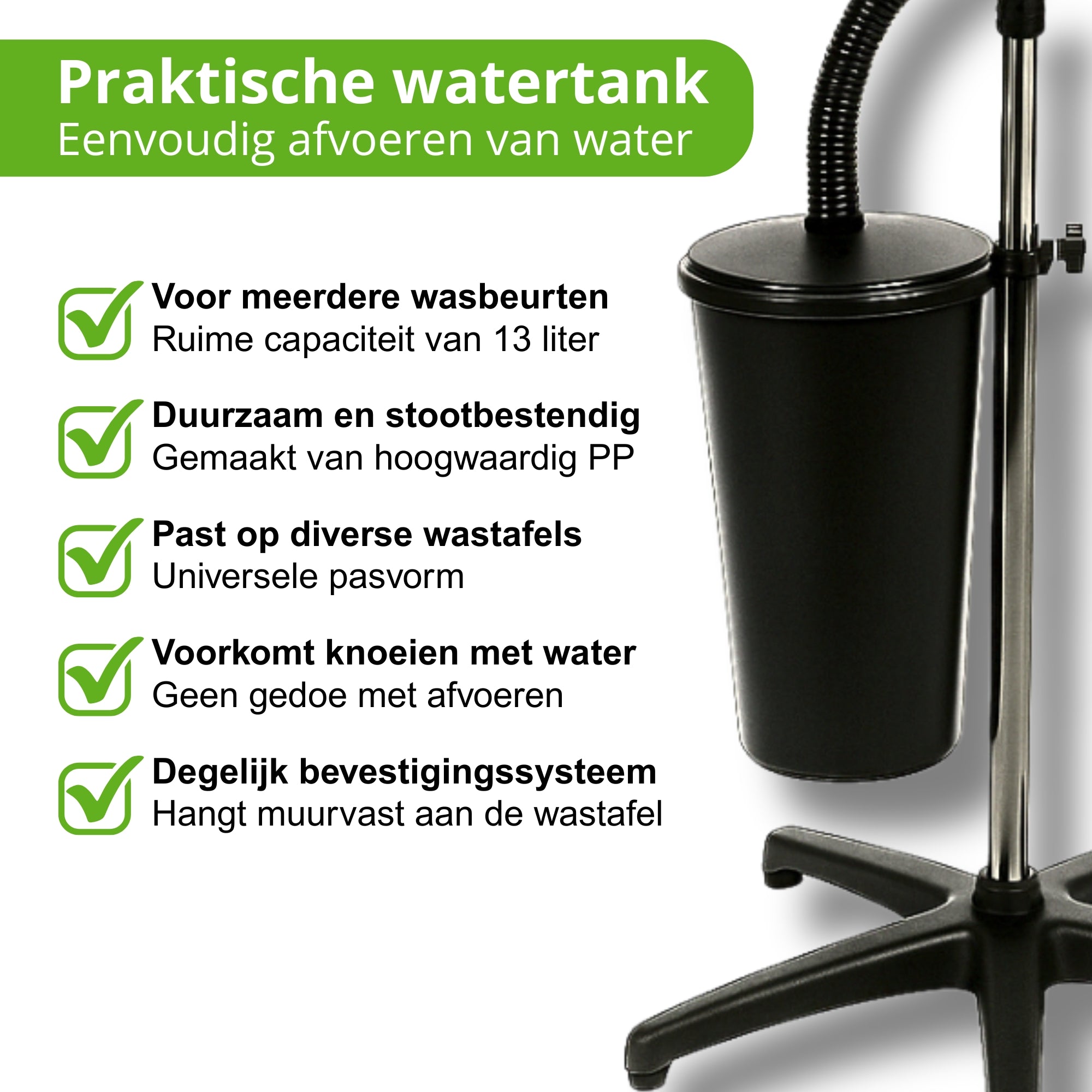 Cosmeticall mobiele wastafel met reistas, watertank, handdouche en neksteun - Voor langere haren