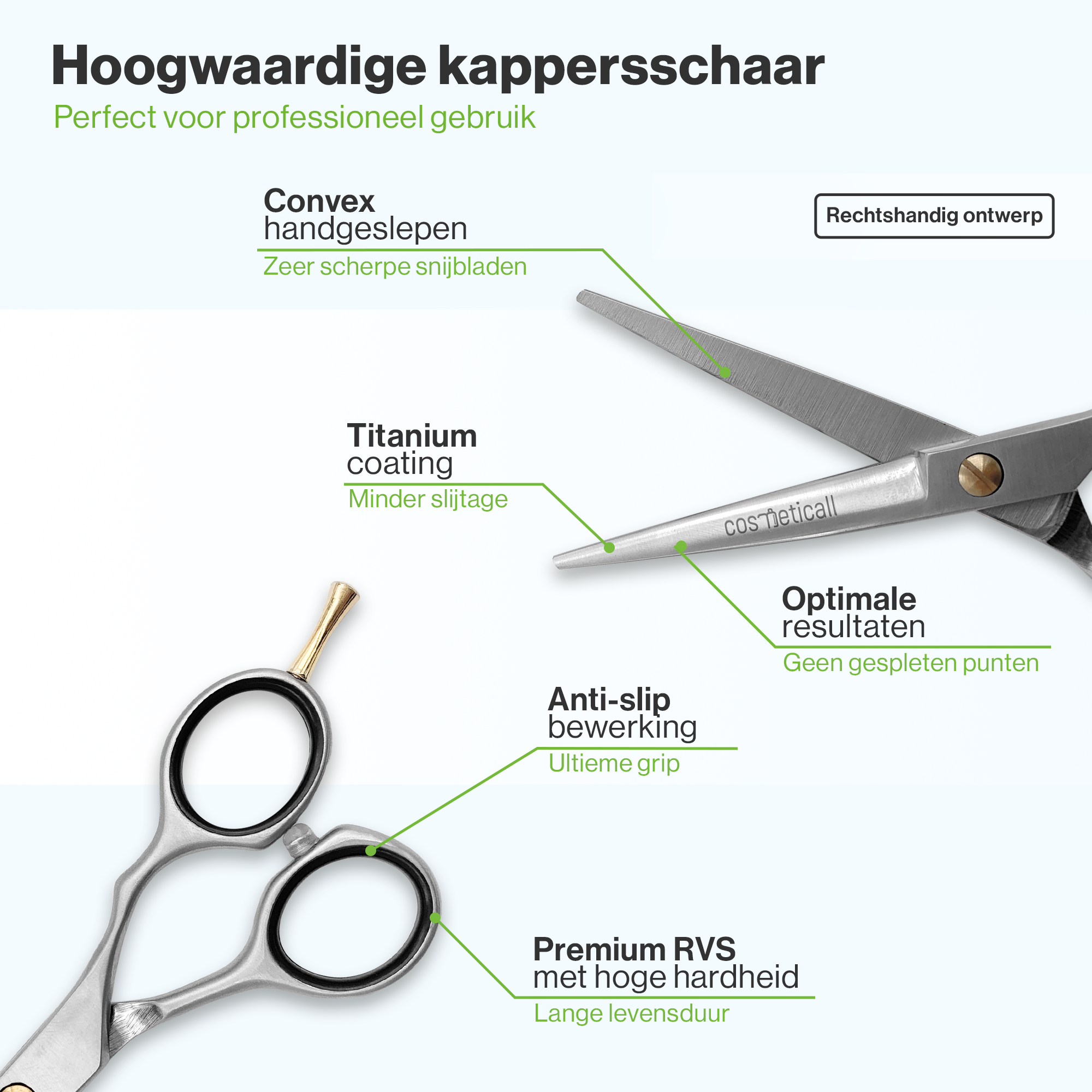 Cosmeticall kappersschaar - Aanpasbaar & ergonomisch