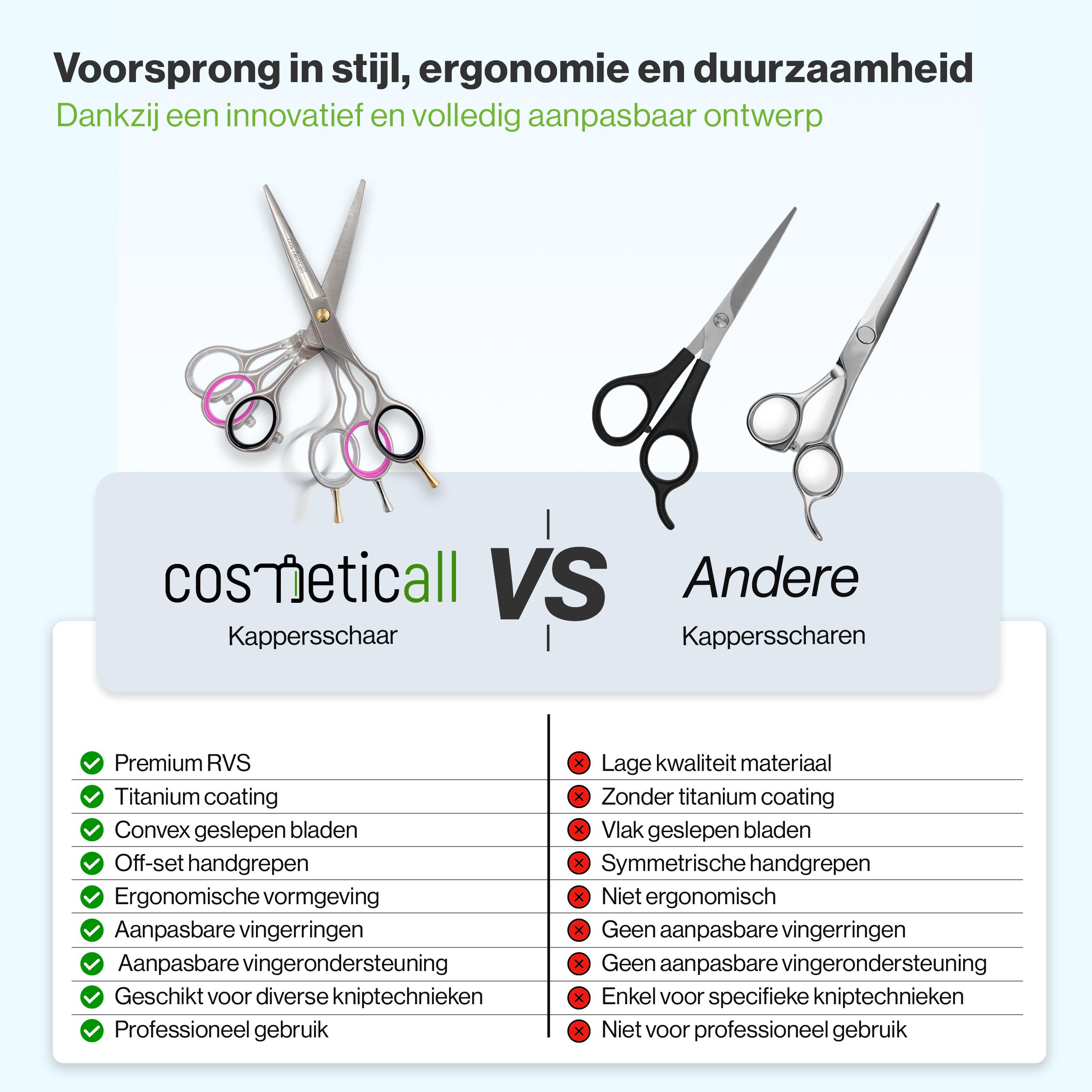 Cosmeticall kappersschaar - Aanpasbaar & ergonomisch