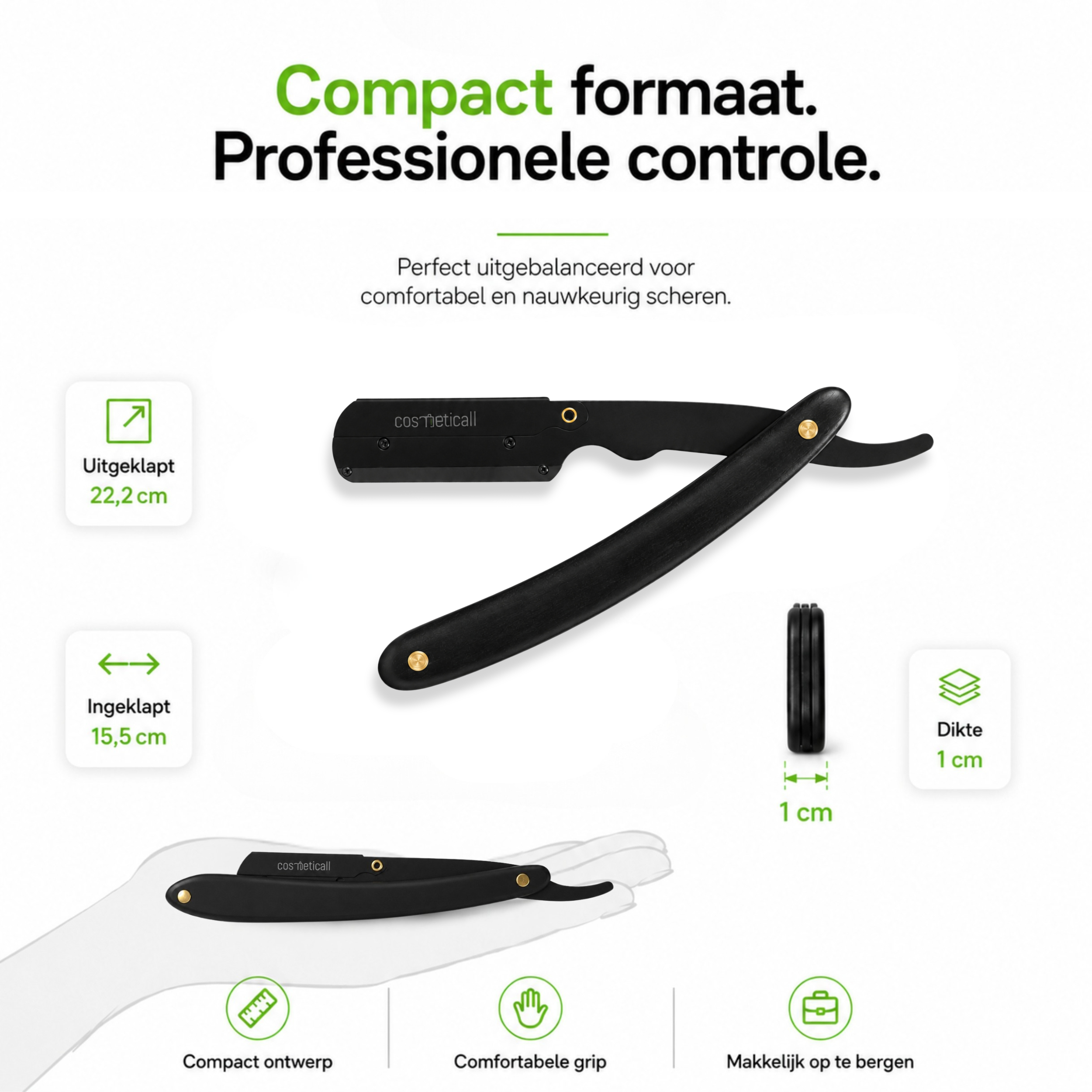 Cosmeticall barbiersmes - Met ergonomisch handvat en 100 premium mesjes