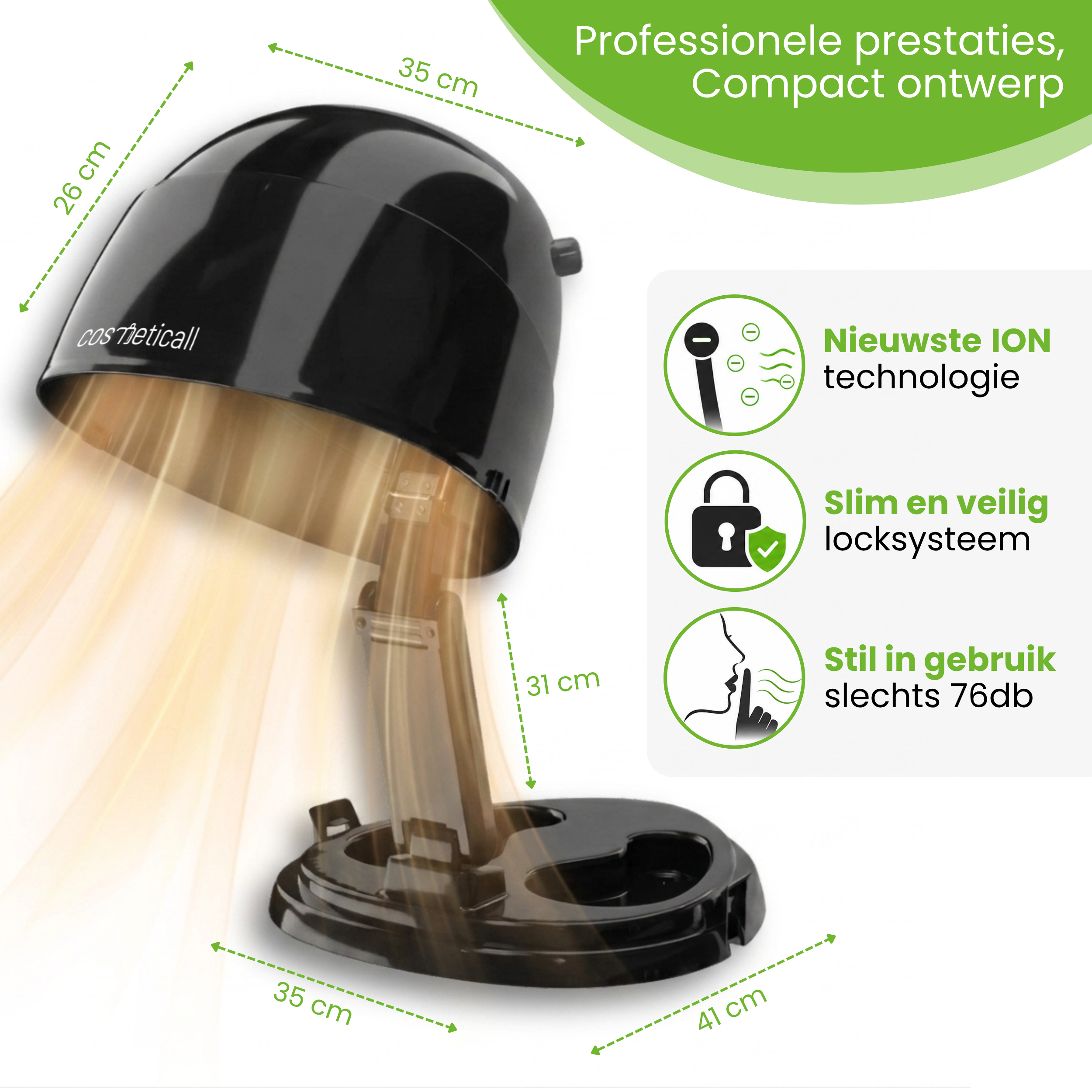 Cosmeticall tafelmodel droogkap - Met ION technologie en instelbare standen