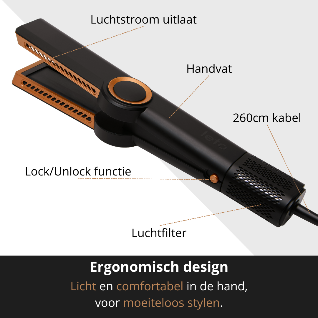 Leto Hairstrait 2-in-1 stijltang op lucht - Professioneel stijlen zonder schade