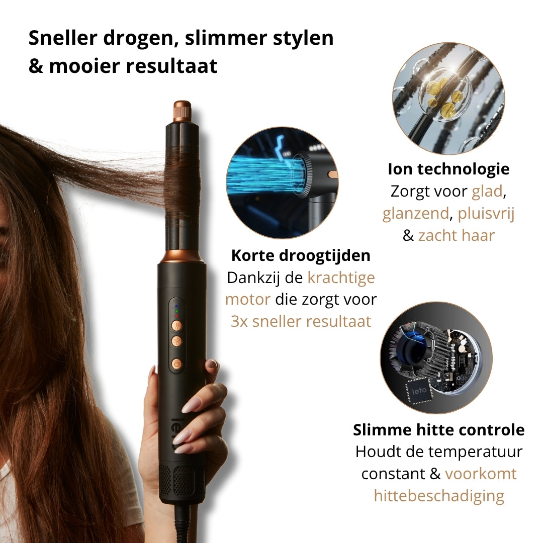 Leto 8-in-1 Airstyler - Professioneel fohnen, krullen & stijlen