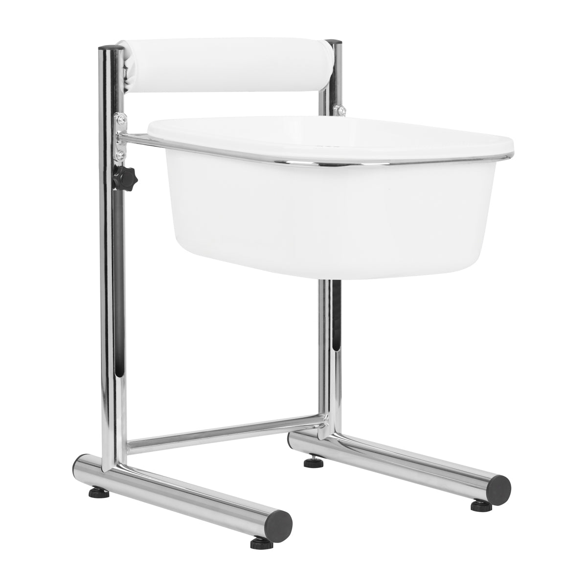 AS pedicure voetbad met verstelbare hoogte en beensteun op chroomframe