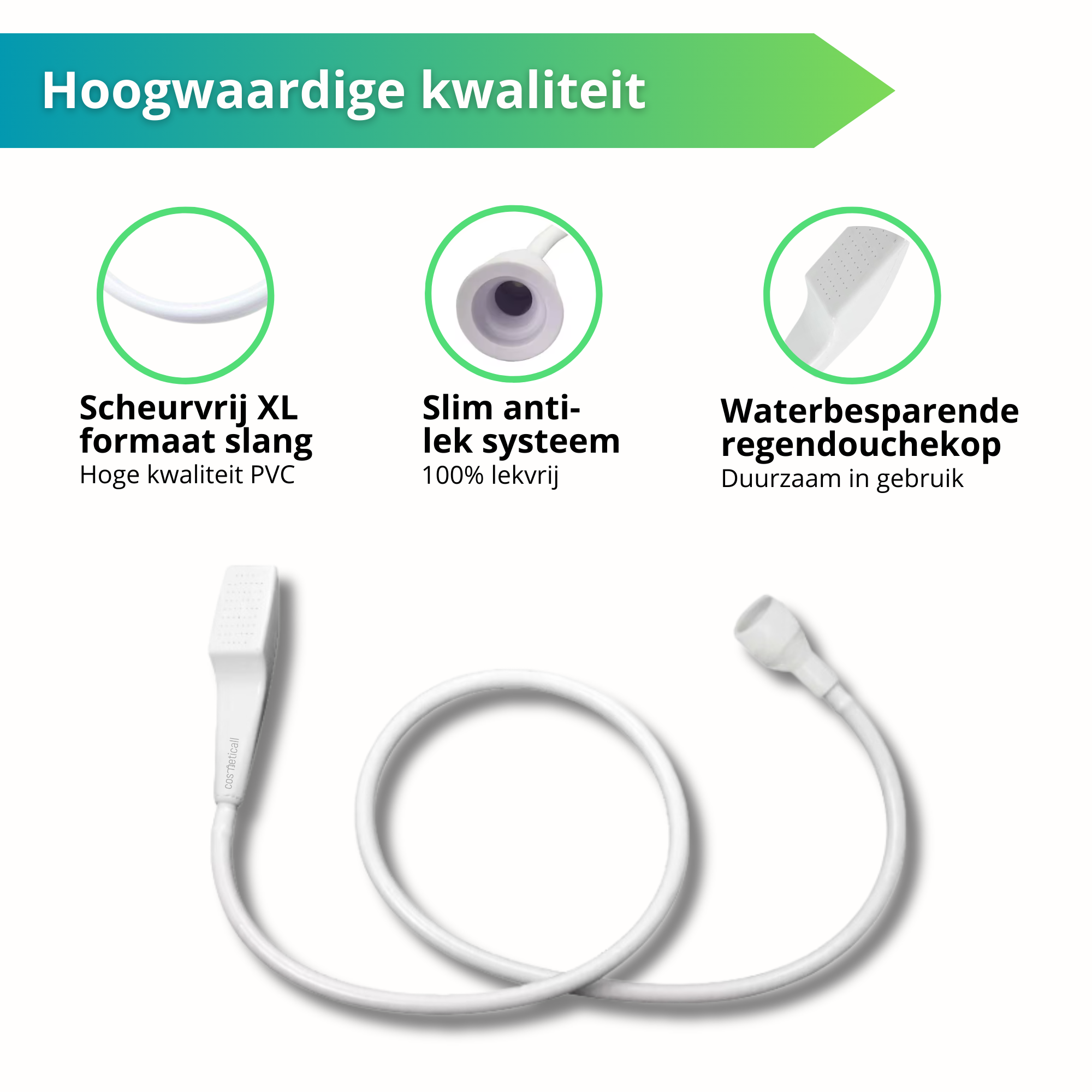 De mobiele handdouche is gemaakt van hoogwaardig scheurvrij PVC en is waterbesparend