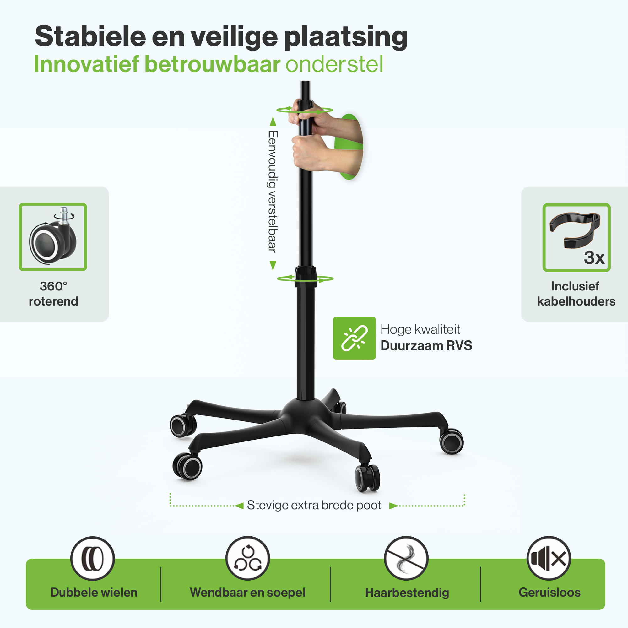 Professionele haardroger kap met stabiel en veilig onderstel voor optimaal gebruik