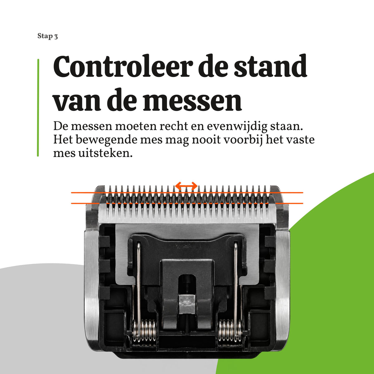 Controleren of de messen van de tondeuse recht en evenwijdig staan
